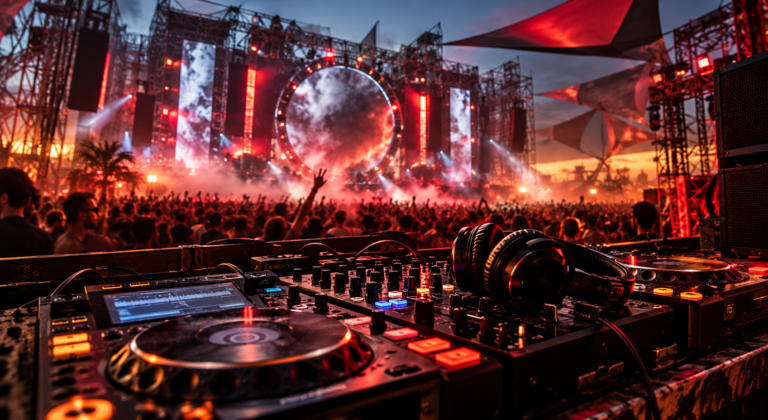 DJ Booth Overlooking a Rave Crowd (1)