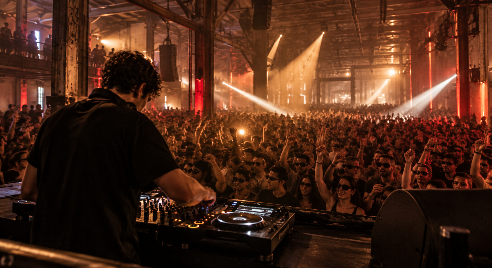 Warehouse Rave_ DJ Over a Thriving Crowd